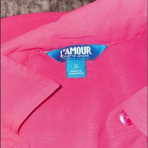 Pink flannel with opening in back